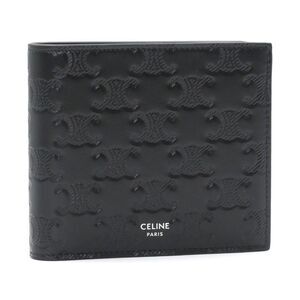 Celine Bifold Wallet Black Calfskin Bi fold Compact